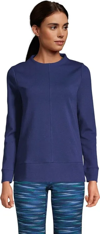 Lands' End Women's Long Sleeve Performance Funnel Neck Top - Medium - Deep Sea Navy