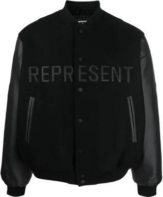 Logo-Patch Woollen Bomber Jacket