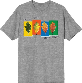 Natural World Changing Leaves Men’s Heather Gray T-Shirt-Large