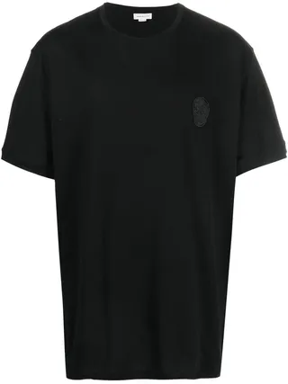 Skull patch round-neck T-shirt