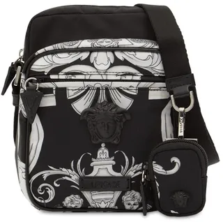 Silver Baroque print nylon crossbody bag