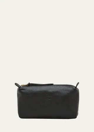 Classic Zip Leather Cosmetic Bag