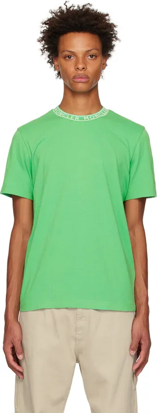 Moncler Green Garment-Washed T-Shirt