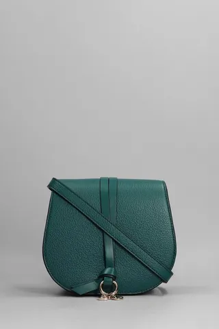 Alphabet Shoulder Bag In Green Leather