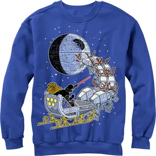 Men's Star Wars Christmas Darth Vader Santa's Sleigh Sweatshirt - Royal Blue - Large