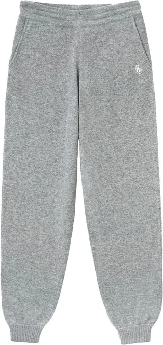Embroidered-Logo Cashmere Track Pants