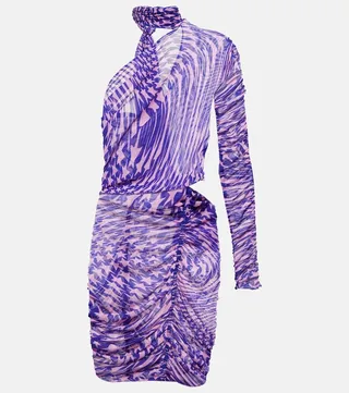 Printed mesh cutout minidress