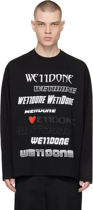 We11done Black Love Long Sleeve T-Shirt