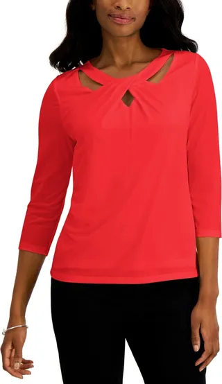 Kasper Twist-Neck Top