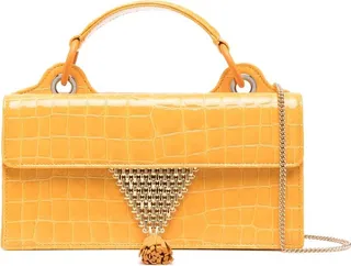 Crocodile-Effect Leather Shoulder Bag