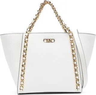 Chain-Link Handles Leather Tote Bag
