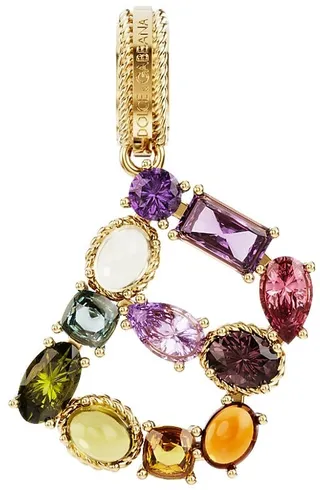 Rainbow Alphabet 18K Yellow Gold & Multi Gemstone Initial B Charm