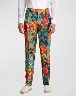 Men's Glenn Floral Linen Trousers