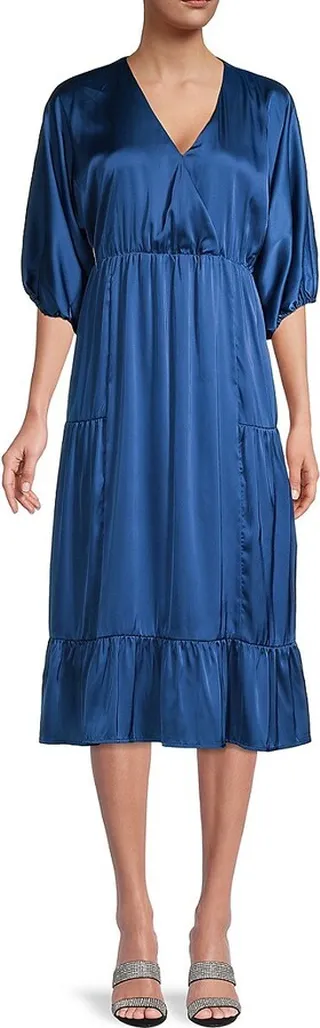 Satin Tiered Midi Dress