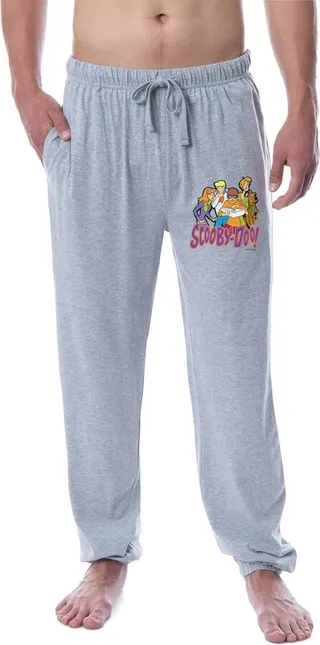 Scooby-Doo Mens' Scooby Shaggy Velma Fred Daphne Sleep Jogger Pajama Pants (XL) Grey