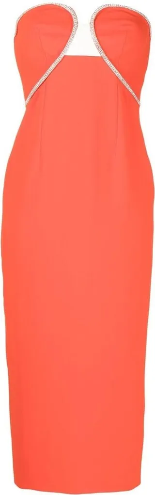 Crystal-Embellished Bandeau Midi Dress