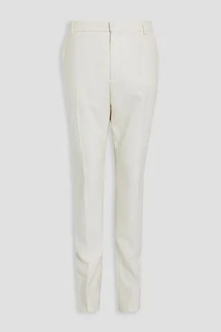 Slim-fit satin-trimmed wool pants