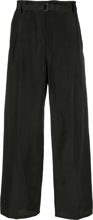 Black Belted Straight-Leg Trousers