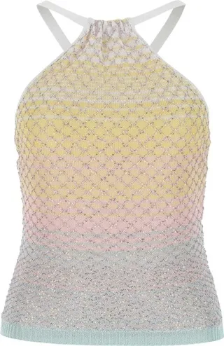 Missoni Color-Block Embellished Halterneck Top