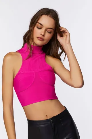 Sleeveless Turtleneck Sweater-Knit Top