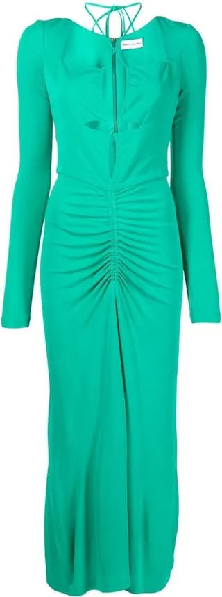 Ruched-Detail Midi Dress