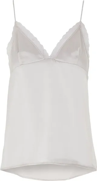 Silk Satin Lace-trimmed Strap Camisole Sleepwear Light Grey