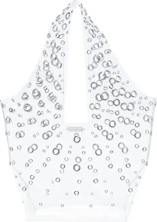 Eyelet-Embellished Transparent Tote Bag