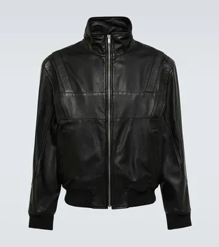 Paneled leather jacket