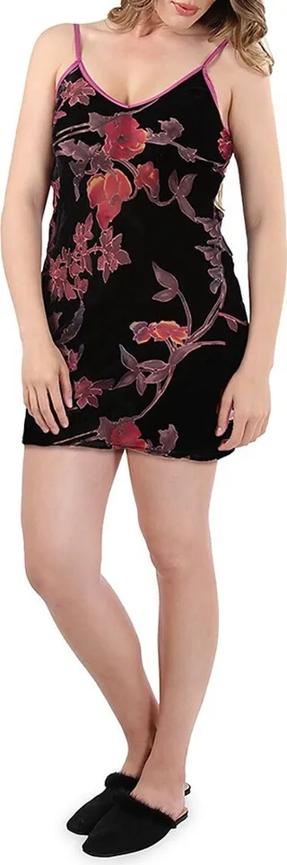 Floral-Print Velvet Dress