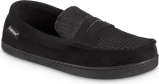 Isotoner Men's Advanced Memory Foam Microsuede and Houndstooth Jasper Moccasin Comfort Slippers