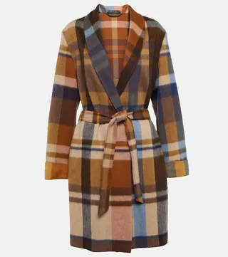 Checked cashmere robe