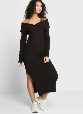 Side Slit Knitted Dress