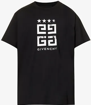 Mens Black Logo-print Regular-fit Cotton-jersey T-shirt