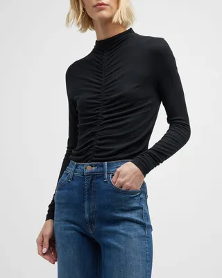 Theresa Knit Ruched Turtleneck