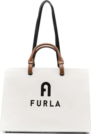 Logo-Print Leather Tote Bag