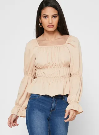 Puff Sleeve Square Neck Top