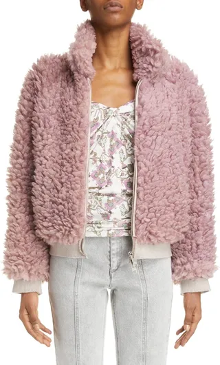 Salvia High Pile Fleece Bomber Jacket