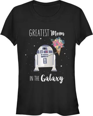 Junior's Star Wars Mother's Day R2-D2 Greatest Mom in the Galaxy T-Shirt - Black - 2X Large