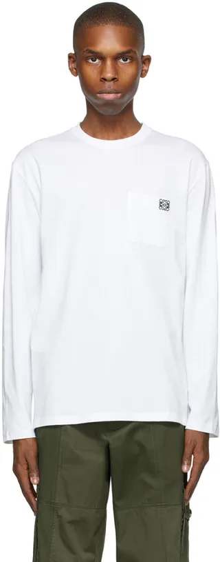 Loewe White Anagram Long Sleeve T-Shirt