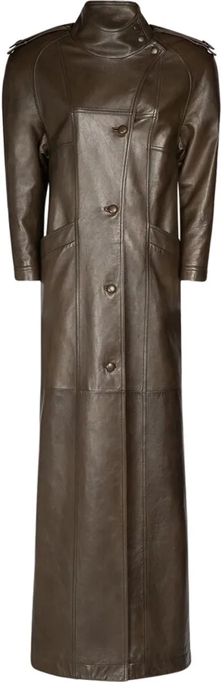 Leather long coat