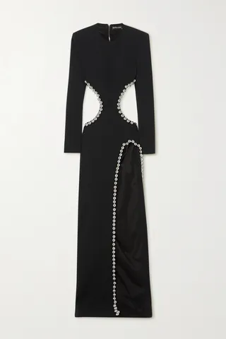 David Koma - Cutout Bauble-embellished Crepe Gown - Black