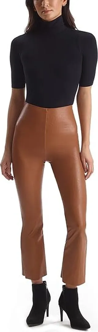 Commando Faux Leather Cropped Flare Perfect Control Leggings SLG33 (Cocoa) Women's Casual Pants