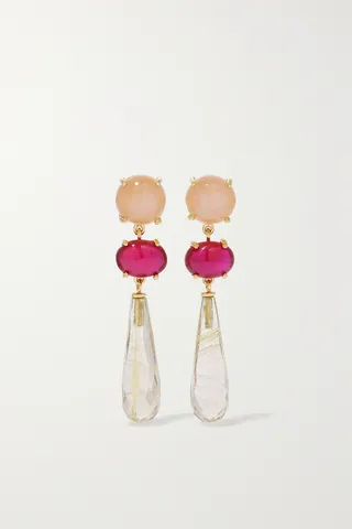 OLE LYNGGAARD COPENHAGEN - Lotus 18-karat Gold Multi-stone Earrings - Red