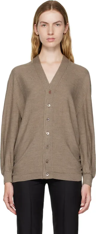 LEMAIRE Beige V-Neck Cardigan