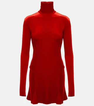 Turtleneck velvet minidress