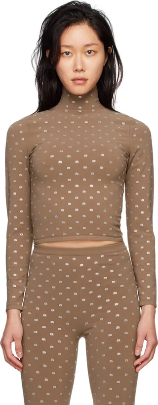 Alexander Wang Taupe Hotfix Turtleneck
