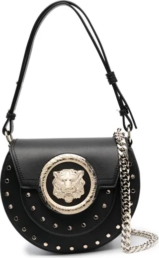 Tiger head-motif shoulder bag