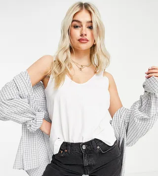 ASOS DESIGN Petite ultimate cotton scoop neck tank top in white