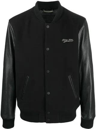 Leather Sleeve Bomber Jacket