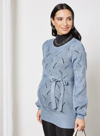 Maternity Volume Sleeve Sweater Blue